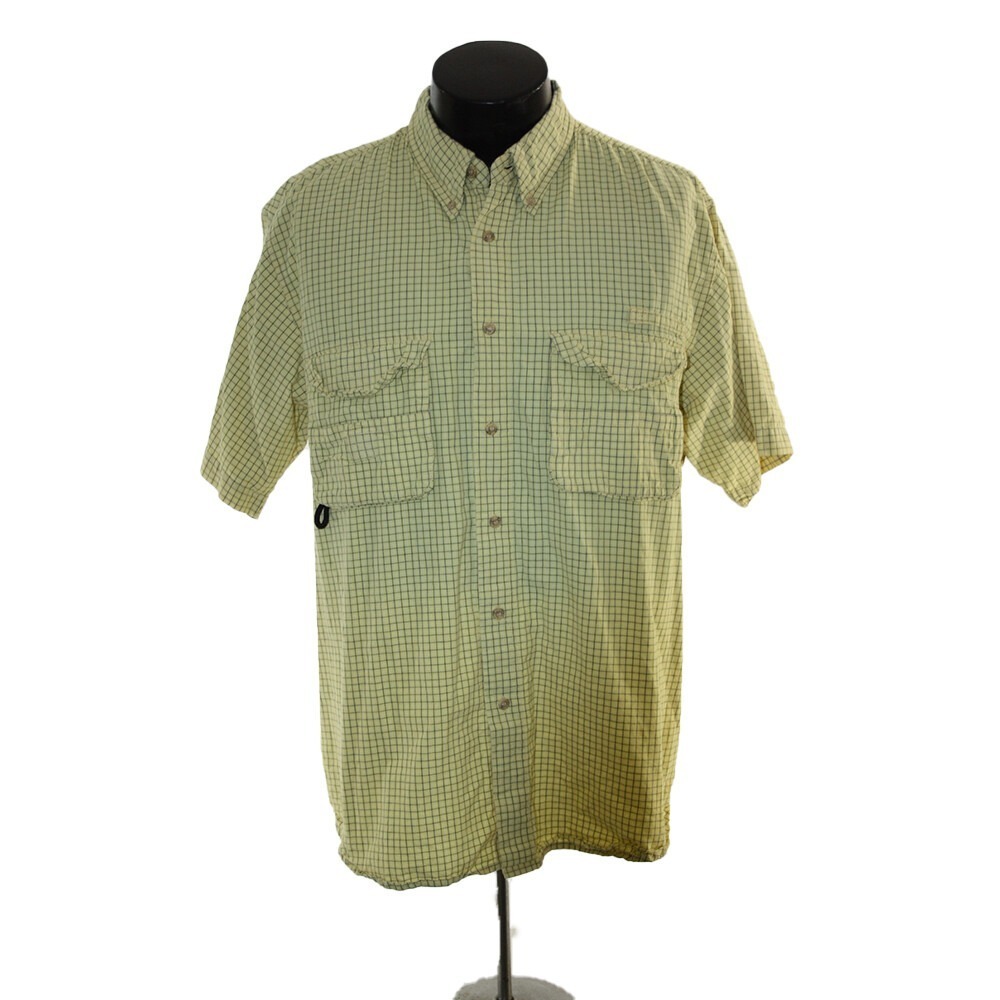 World Wide Sportsman Shirt Mens Large Yellow Short Sleeve Vented Outdoor fishing